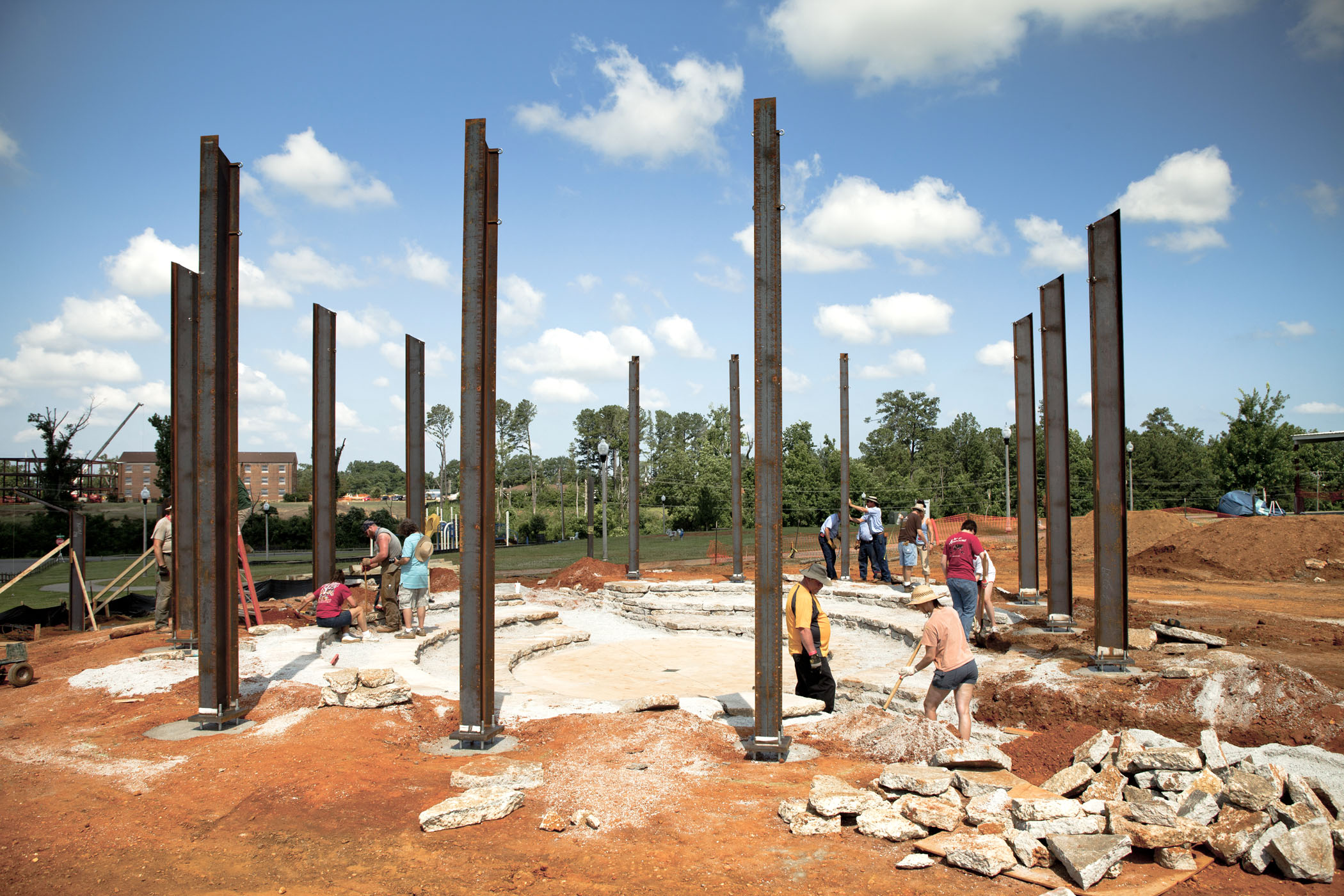 Volunteers build the Alberta Gathering Place in Tuscaloosa, Alabama, with the help of Seattle's Pomegranate Center and Tully's Coffee.